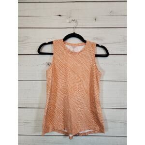 Calia Women's Orange Striped Stretch Crew Neck Knit Sleeveless Tank Top Size XS‎